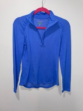 Lilly Pulitzer Heathered Muted Royal Blue Long-Sleeve Quarter Zip Top